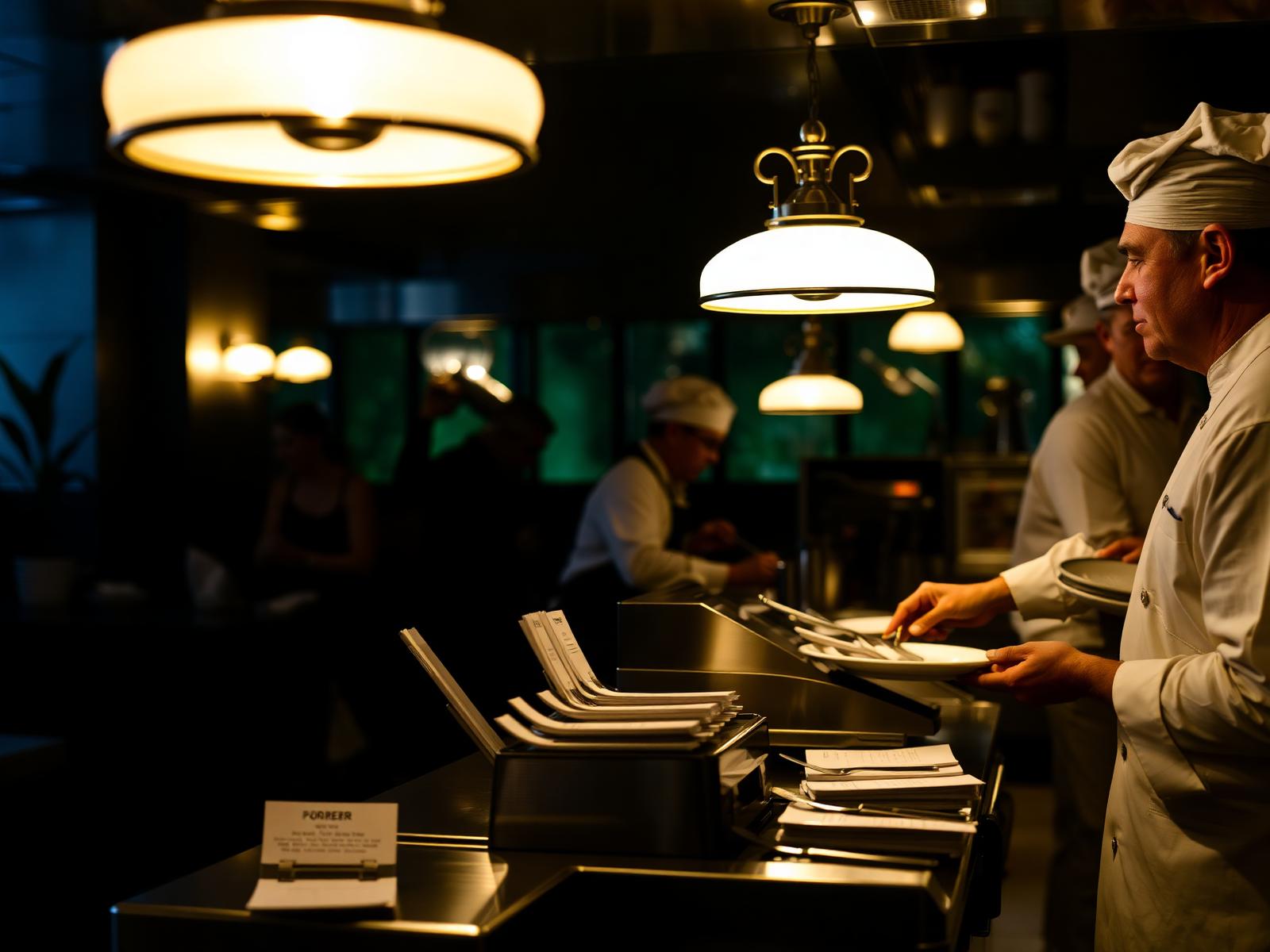 Etablierte Restaurantküche im Service mit Pass und Bons.